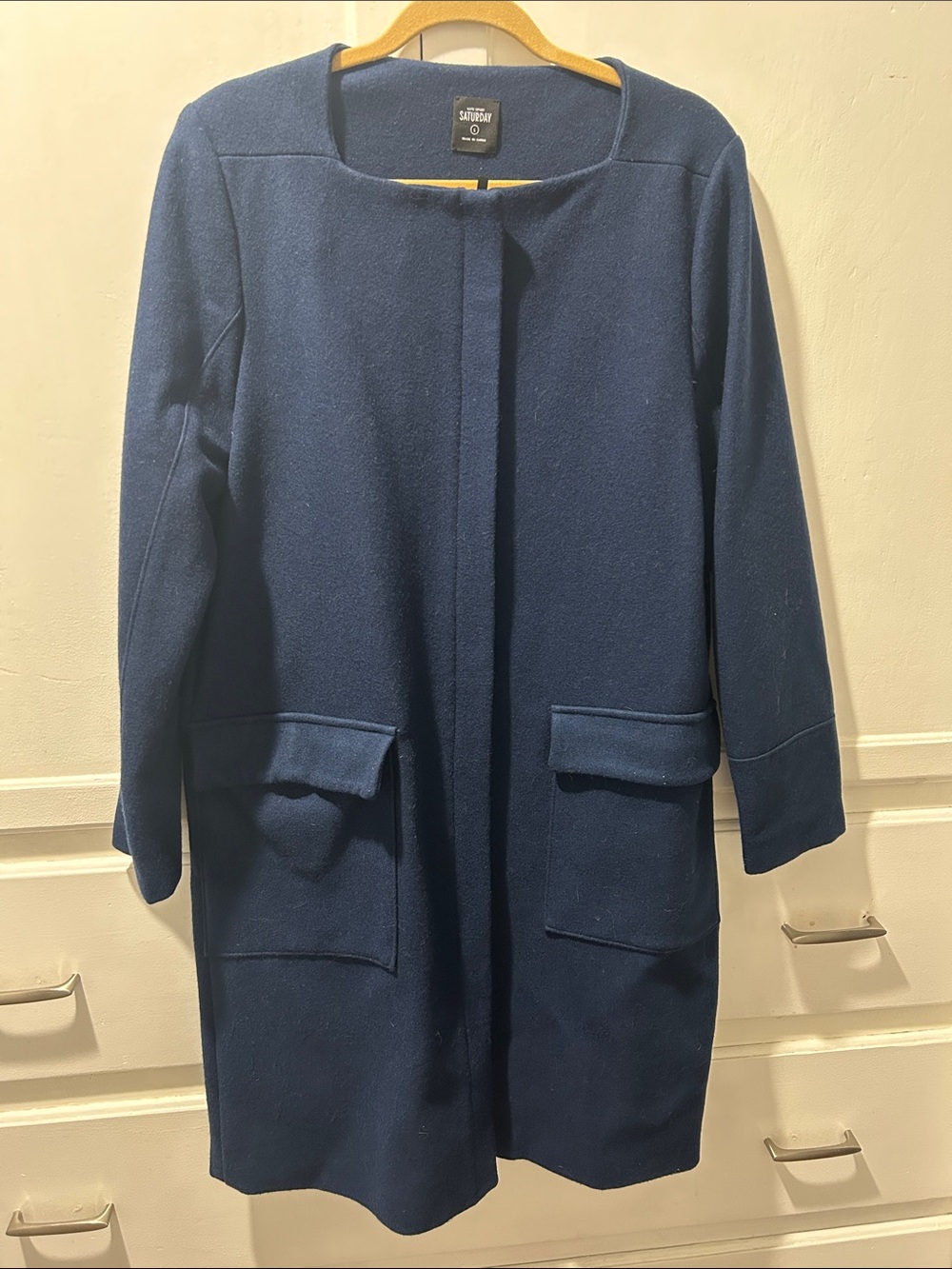 Kate Spade Saturday Wool Coat. Navy Blue Sz L. Gorgeous! Front zip 💙